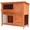 BUNNY BUSINESS Hutch Hutch a 2 piani a due piani per conigli/porcellini d'India con vassoi scorrevoli e gabbie a rampa, furetto, casa a due piani (rosso)