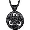 FaithHeart Mitologia Vichinga Collana Traforata Nodo della Trinità Ciondolo Nodo Celtico Triangolo Collana Uomo Acciaio Ipoallergenico Non Sbiadisce 55+5 CM
