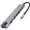 CCYLEZ Hub USB C, Docking Station USB PD 8-in-1 da Tipo C a HDMI RJ45, Convertitore Splitter Hub Tipo C con 2 X USB3.0, Scheda di Memoria Piccola, Scheda di Memoria, HDMI, PD, RJ45, Tipo C