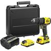 STANLEY FATMAX SFMCD710D2K-QW - TRAPANO CACCIAVITE SENZA SPAZZOLE AGLI IONI DI LITIO V20 DA 18 V CON 2 BATTERIE DA 2 Ah, CARICABATTERIE E CUSTODIA