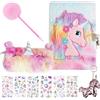 TYXHXTF Diario Segreto Bambina con Lucchetto, A5 Unicorno in Peluche Set Include Taccuino, Astuccio, Portachiavi, Penna e Adesivi, Regalo per Bambina di 5 6 7 8 9 10 11 12 Anni, Colorato