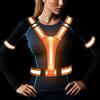 ocuvaep LED Bretelle Catarifrangenti, Gilet Riflettente di Sicurezza a LED Ricaricabile Tramite USB con 2 Braccialetto Riflettente, Giubbotto per riflettore Regolabile (Arancione)
