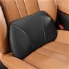 POKSRI 1P Vera pelle bovina Cuscino lombare auto,39x22cm,Schiuma Memory multifunzionale cuscini schiena sedile supporto,cuscino decorativo,seduta,ufficio,divano(nero)