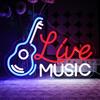 OYCGZV Live Music - Targa per chitarra al neon, per musica al neon, con segnale USB, per birra, bar, rock, musica, studio, ufficio, garage, camera da letto, feste, negozio, regalo per amici