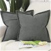 Madizz 2 Pezzi Poliestere Lino Copricuscini con bordo largo Morbido Decorativo Fodere per Cuscino Lusso Stile per Divano Camera da Letto 40x40 cm Grigio scuro