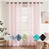 EMEMA 2 Pannelli Tende Trasparenti in Voile Con Occhielli Morbidi Finestre per Camera da Letto e per Salotto Eleganti Soggiorno 140x280cm Rosa Chiaro
