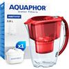AQUAPHOR Amethyst Caraffa Filtrante per Acqua con 1 Cartucce MAXFOR+ 200L - 2,8L - Rosso