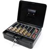 HJH Office 811001 Safe - Cassetta portavalori in Acciaio Nero, 30 x 24 x 9 cm, con 2 Chiavi