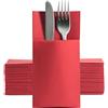 Shobi Tovaglioli portaposate 40x30 cm Tasca effetto stoffa in Pura cellulosa Biodegradabile e Compostabile (Rosso, 50)