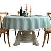 CIEEIN CIEHT Tovaglia Rotonda Tovaglia in Puro Cotone e Lino Color Blu Verde 180cm di Diametro