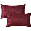 CaliTime - Confezione da 2 federe per cuscini per divano, per la decorazione della casa, stile vintage damascato floreale brillante e contrasto opaco 30,5 x 50 cm, bordeaux