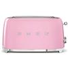 Smeg, Tostapane 2x4 TSF02PKEU, 2 Scomparti da 36mm, 6 Livelli di Doratura, Funzione Riscaldamento, Scongelamento e Bagel, Espulsione Automatica del Pane, Cassetto Raccoglibriciole, 1500W, Rosa