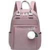 SODOLLEE Zaino Donna Leggero Borsa Zaino con Pompon Borse a Zainetto Poliestere Impermeabile Zaino Porta PC 14 Pollici Casual Borsa Ragazza per Viaggio Scuola Campeggio Rosa