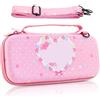 RHOTALL Custodia per Nintendo Switch & Switch OLED, custodia portatile da viaggio per accessori con tracolla regolabile - Rosa