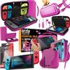 Orzly Accessori per Nintendo Switch (Confezione Include: Custodia per Switch, Copertura per Giochi, Pellicola Protettiva, Grip Case Cover, Cavo USB, Cuffie) Colori di Rosa