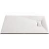 Bricozone Piatto Doccia Arredo Arredamento Bagno Spessore 2.6 Cm In Resina Effetto Pietra Stone Ardesia Antiscivolo Filopavimento Riducibile Indistruttibile Con Griglia Di Copertura Bianco (70 x 150 cm)