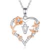 EUDORA Harmony Ball Rosa Cuore Collana con iniziale V per donne Lettera V Alfabeto iniziale Collane Rame Placcato rodio Ciondolo con Zirconi Cubici, Iniziali Gioielli Regali per Donne Moglie, 18