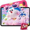 DEERTiME Tablet Andorid 14 Bambini 7 Pollici 10GB RAM + 64GB ROM (TF 1TB), WiFi 6, BT5.0, Octa-Core, Controllo Parentale | Doppia Fotocamera | GMS Certificated | GPS | Tablet con Custodia EVA - Rosa