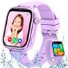 TotsyFun 4G Smartwatch Bambini, IP68 Impermeabile Smartwatch con GPS, SOS, Telefono, HD Videochiamata, Chat Vocale, Modalità Lezione, Sveglia, Sonno, Orologio Bambini per Ragazze e Ragazzi, Viola