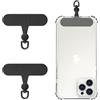 MoKo 2 Pack Phone Tether Tab, patch di cordino del telefono ruotabile a 360°, parte di ricambio della cinghia del telefono in poliestere con anello smerigliato in metallo, Nero
