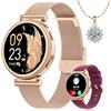 SWGOTA Smartwatch Donna con Chiamate, 1.27 Orologio Smartwatch con Fisiologia Femminile, 24H Cardiofrequenzimetro SpO2 Sonno, 120+ Sports Smart Watch Rotondo per Android iOS, Regalo Donna Oro Rosa