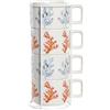 AlexandreHouse CAFE SET 4 DOLOMITE METAL 11X11X27 260 ML, CORAL