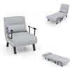 LIFEZEAL Poltrona Letto, Divano Letto, Divanetto Singolo, Schienale Regolabile, Imbottito in Spugna, Telaio in Acciaio, con Materasso, Cuscino, Braccioli, Relax, Soggiorno, Ufficio, Max150 kg, Chiaro