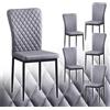 JaHECOME Set di 6 sedie da sala da pranzo, grigio elegante, rivestimento in similpelle, comoda sedia imbottita, moderna da cucina, sala da pranzo o tavolo da pranzo (6, grigio poliuretano)