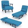 RELAX4LIFE 4 in 1 Poltrona Letto singolo, Poltroncina Pieghevole con Schienale Regolabile in 6 Posizioni, Poltrona Reclinabile con Cuscino e Braccioli per Camera da Letto e Salotto (Blu)