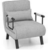 COSTWAY 4 in 1 Poltrona Letto Singolo, Poltroncina Pieghevole con Schienale Regolabile in 6 Posizioni, Sedile Imbottito Robusto, Divano Letto per Casa Ufficio, 79x65x79 cm (Grigio chiaro)