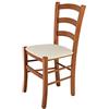 t m c s Tommychairs - Sedia modello Venice per cucina bar e sala da pranzo, robusta struttura in legno di faggio color ciliegio e seduta rivestita in tessuto color avorio