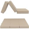 POKAR Materasso Pieghevole da Campeggio Materassino Materasso Auto Lettino da Viaggio Letto da Campeggio 140 x 195 x 15 cm, Beige