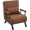 WOLTU Poltrona Relax Reclinabile Convertibile, Divano Letto Trasformabile 3 in 1, con Schienale Regolabile in 5 Posizioni, Cuscino Rimovibile, Seduta Imbottita, Braccioli, Marrone