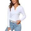 Dosieyeo Maglione da donna, elegante, a maniche lunghe, con motivo a treccia, scollo a V, morbido ed elastico, bianco, L