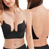 ZUKULIFE Reggiseni da donna a schiena bassa con spalline trasparenti Deep V Push Up Reggiseno a taglio basso Multiway Convertibile Reggiseno Aggiungi Coppa, nero, 3 C (Taglia Produttore: 34C)
