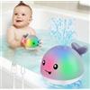 Gigilli giocattoli da bagno aggiornati, giocattoli da bagno ricaricabili per bambini spruzzo di acqua illuminante 6-12 12-18 mesi, spruzzatore di acqua piscina balena vasca da bagno giocattoli