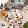 TAPISO Toscana Tappeto Soggiorno Salotto Sala Camera Letto Moderno Glamour Geometrico Triangoli Zig-Zag Grigio Giallo Pelo Corto Stampato Antiscivolo 140 x 200 cm