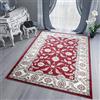 TAPISO Dubai Tappeto Tradizionale Pelo Corto Soggiorno Design Classico Cornice Motivo Floreale Ornamenti Tonalità Rosso Salotto Sala Camera Ufficio Oeko-Tex 80 x 150 cm