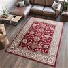 TAPISO Dubai Tappeto Tradizionale Pelo Corto Soggiorno Design Classico Cornice Motivo Floreale Ornamenti TonalitàRosso Crema Salotto Sala Camera Ufficio Oeko-Tex 60 x 100 cm