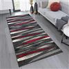 TAPISO Tappeto Passatoia DREAM Camera Corridoio Salotto Moderno Cucina Colore Rosso Grigio Scuro Motivo Astratto Linee 70 x 250 cm