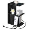 MAHANCRIS Tavolino a Forma di C con Luce a LED a Sensore Ricaricabile, Tavolino da Divano con Ripiano Portaoggetti, Nero, 38 cm x 28 cm x 62 cm