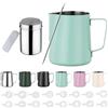 Zuquik Bricco Latte in Acciaio Inox, 350ml, Barista con Misurazione Mark 12oz, Bricco per Latte con Spargitore per Cacao, 16 Stencil e Penna per Cappuccino e Espresso, Verde Chiaro