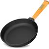 4BIG.fun Padella in ghisa, 26 cm, con manico in legno, svitabile, padella in ghisa, padella per bistecca Cast Iron Pan, adatta per barbecue a gas, forno, focolare tutti i piani cottura, incl. induzione