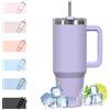 WATERSY 1.2L Bicchiere Termico con Manico, 40 oz Grande Tazza Termica Viola in Acciaio Inox, Tazza da Caffè con Cannuccia, Thermos per Acqua Doppia Parete, per Palestra, Auto e Viaggio