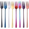 SBOMHS Forchette da tavola in acciaio INOX 18/10, 8 pezzi, 215 mm, con manico lungo, per buffet, bistecca, dessert, frutta, pasta, cucina e ristoranti 8 Farbe