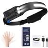 Oderra Torcia Frontale LED Ricaricabile, Lampada Frontale, Sensore di Movimento, 8 Modalità di Illuminazione, Con Indicatore di Batteria, Impermeabile IPX4, Lampada Frontale per Campeggio ed Emergenza