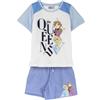 CERDÁ LIFE'S LITTLE MOMENTS Maglietta e pantaloncini Frozen - Bianco e blu - Taglia 7 anni - Realizzati in cotone e poliestere 220 g/m2 - Stampa di Elsa e Anna - Prodotto originale disegnato in Spagna