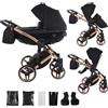 Junama Passeggino TRIO Diamond S 2in1 3in1 4in1 (03 - nero e rame, 2in1 con adattatori)