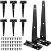 HAOCHEN 8 Pezzi Cerniere a T per Cancello, Cerniere per Porte in Legno a Forma di T in Acciaio Inossidabile Nero, Cerniere per Porte da Cucina, con Viti - 6 Pollici