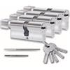 Generico Set 4 Pezzi Cilindro per Serrature 35/35mm, Cilindro con Pomello, Viti e Chiavi Incluse, Montabile Facilmente, Serratura per Porte e Garage, Anti-perforazione, Chiave Unica, Lunghezza 70mm